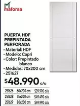 Capri - Puerta HDF Prepintada Perforada
