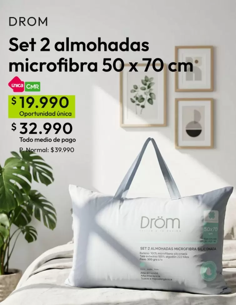 Suave - Set 2 Almohadas Microfibra 50 X 70 Cm