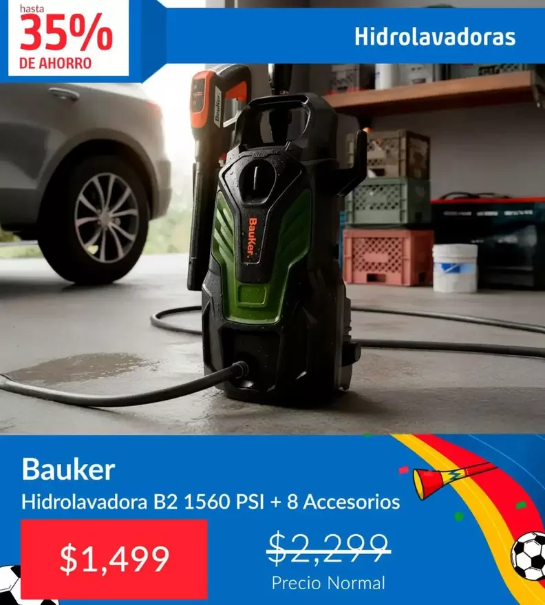 Bauker - Hidrolcavadora B2 1560 PSI + 8 Accesorios