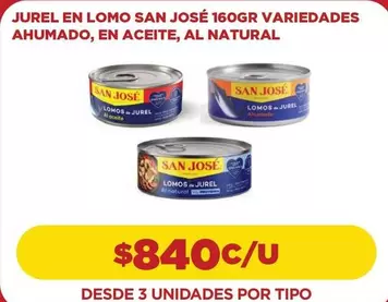 Jurel En Lomo San José 160Gr Variedades Ahumado, En Aceite, Al Natural
