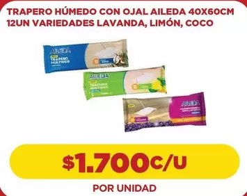 Trapero Húmedo Con Ojal 40x60cm 12un Variedades Lavanda, Limón, Coco