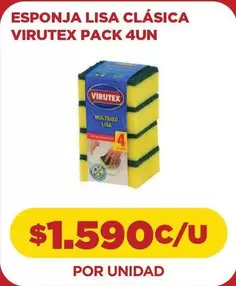Virutex - Esponja Lisa Clásica Pack 4un