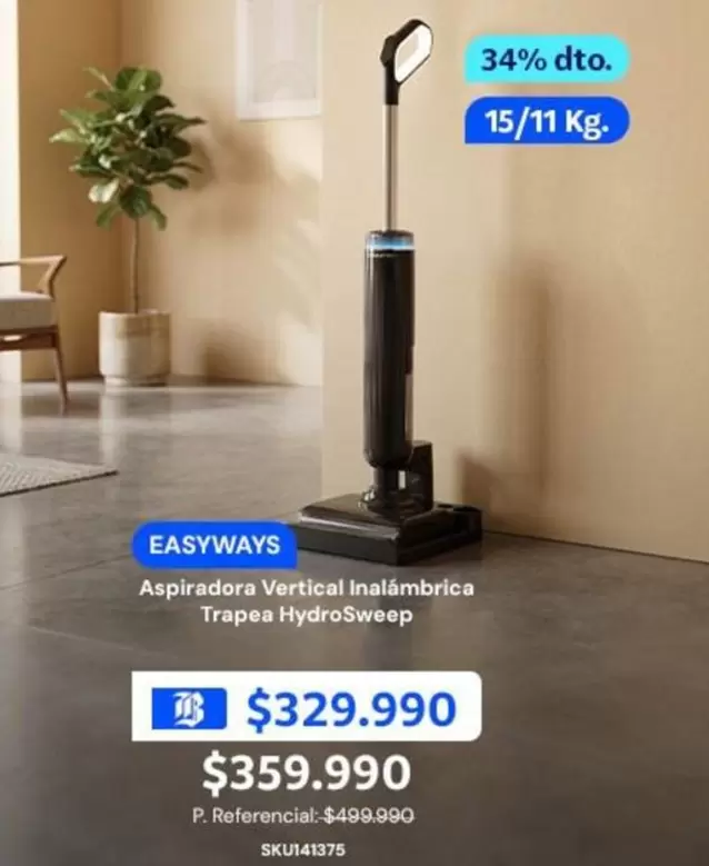 Easyways - Aspiradora Vertical Inalámbrica Trapea Hydroxsweep
