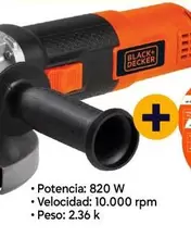 Black & Decker - Potencia 820 W Velocidad: 10,000 rpm