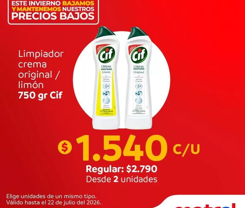 Cif - Limpiador Crema Original / Limón