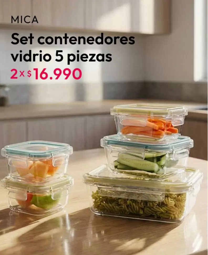 Set Contenedores Vidrio 5 Piezas