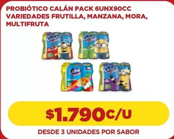 Calán - Probiótico Pack 6unx90cc, Manzana, Mora, Multifruta