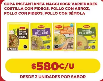 Maggi - Sopa Instantánea, Postilla Con Fideos, Pollo Con Arroz, Pollo Con Fideos, Pollo Con Semola