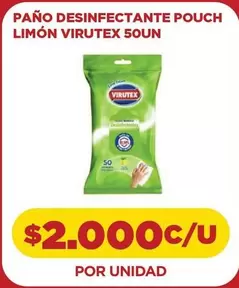 Virutex - Paño Desinfectante Pouch Limón 50Un