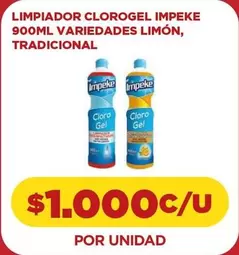 Impeke - Limpiador Clorogel Limpieke 900ml Variedades Limón, Tradicional