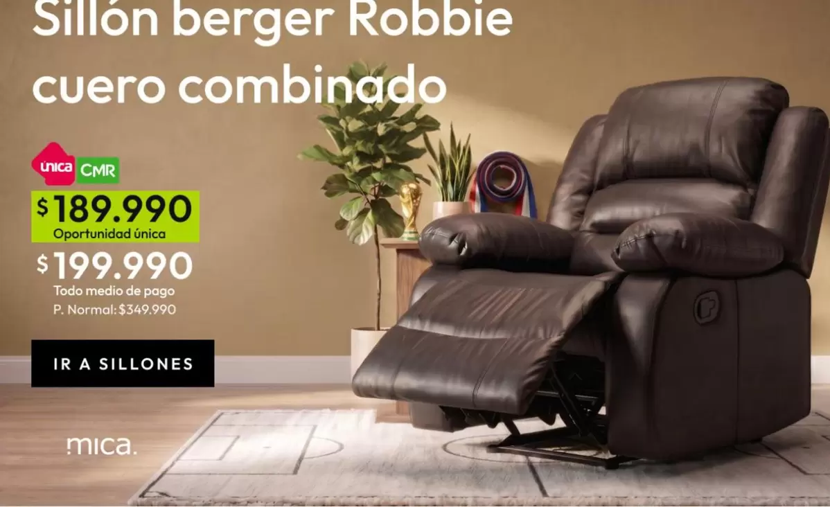 Sillon Berger Robbie Cuero Combinado