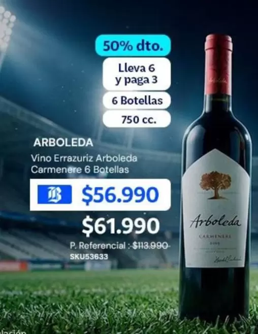Errázuriz - Arboleda Vino Errazuriz Arboleda Carmenere 6 Botellas