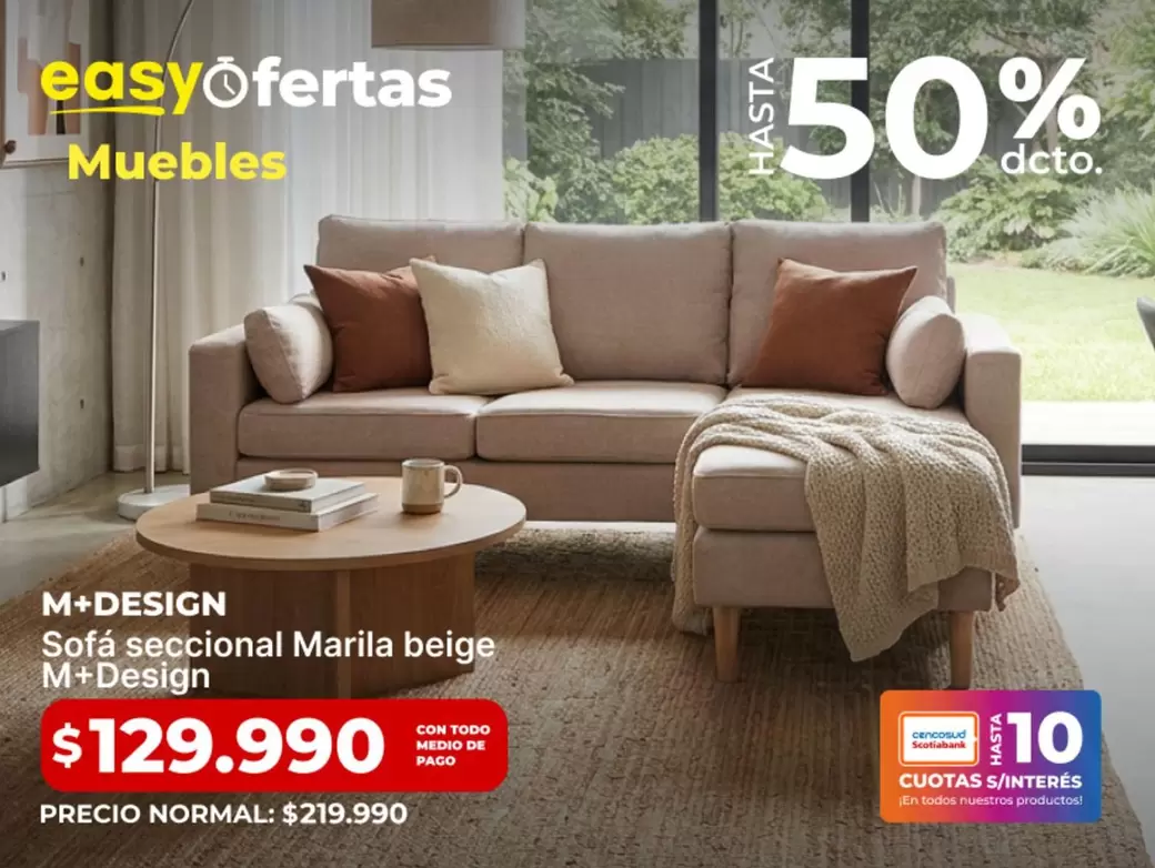 Sofa Seccional Marilla Beige M+Design