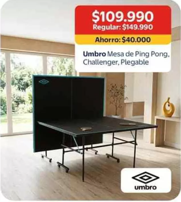 Umbro - Mesa De Ping Pong, Challenger, Plegable