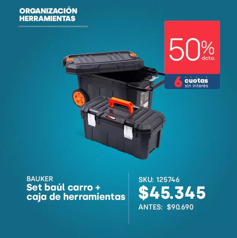 Bauker - Set Baúl Carro + Caja De Herramientas