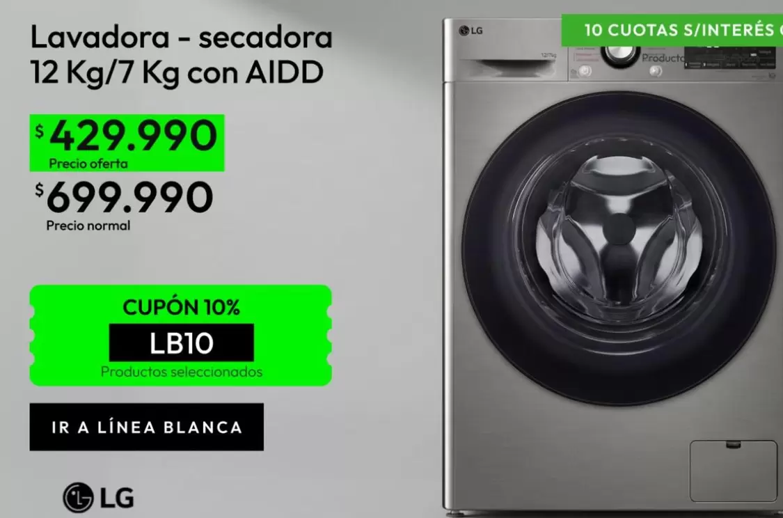 LG - Lavadora-secadora 12 Kg/7 Kg Con AIDD