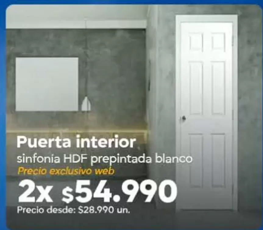 Puerta Interior Sinfonia Hdf Prepintada Blanco