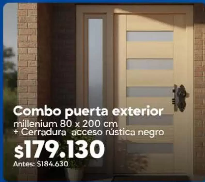 Combo Puerta Exterior + Cerradura Acceso Rustica Negro