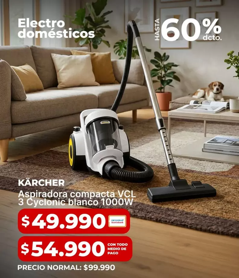 Karcher - Aspiradora Compacta Vc 3 Cyclonic Blanco 1000w