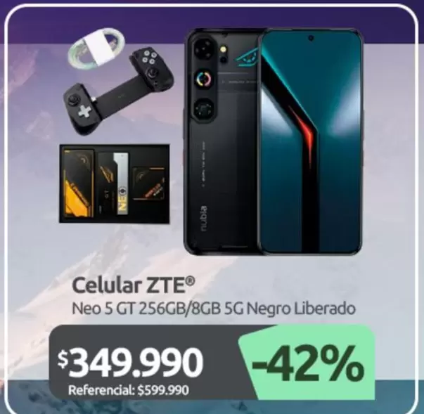 ZTE - Celular Neo 5 Gt 256gb/8gb 5g Negro Liberado