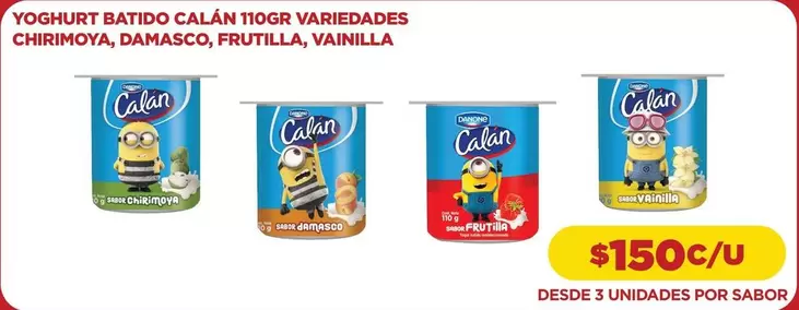 Calán - Yoghurt Batido Calar 110gr Variedades Chirimoya, Damasco, Frutilla, Vainilla