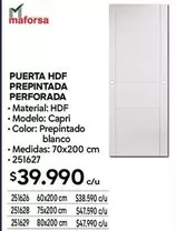 Capri - Puerta HDF Prepintada Perforada