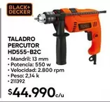 Black & Decker - Taladro Percutor HD555-B2C