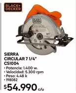 Black & Decker - Sierra Circular 7 1/4" Cs1004