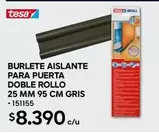 Tesa - Burlete Aislante Para Puerta Doble Rollo