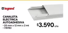 Legrand - Canaleta Eléctrica Autoadhesiva