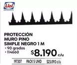 Lioi - Protección Muro Pino Simple Negro 1 M