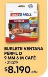 Tesa - Burlete Ventana Perfil D 9 Mm 6 M Cafe