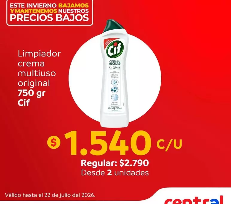 Cif - Limpiador Crema Multiuso Original