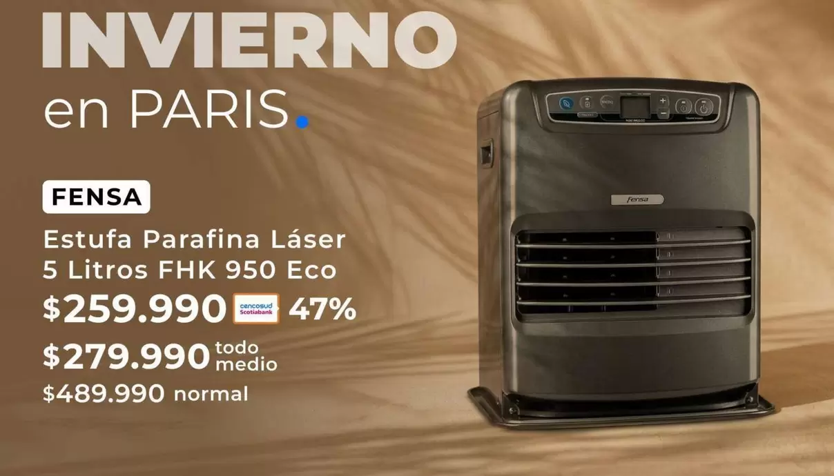 Fensa - Estufa Parafina Láser 5 Litros FHK 950 Eco