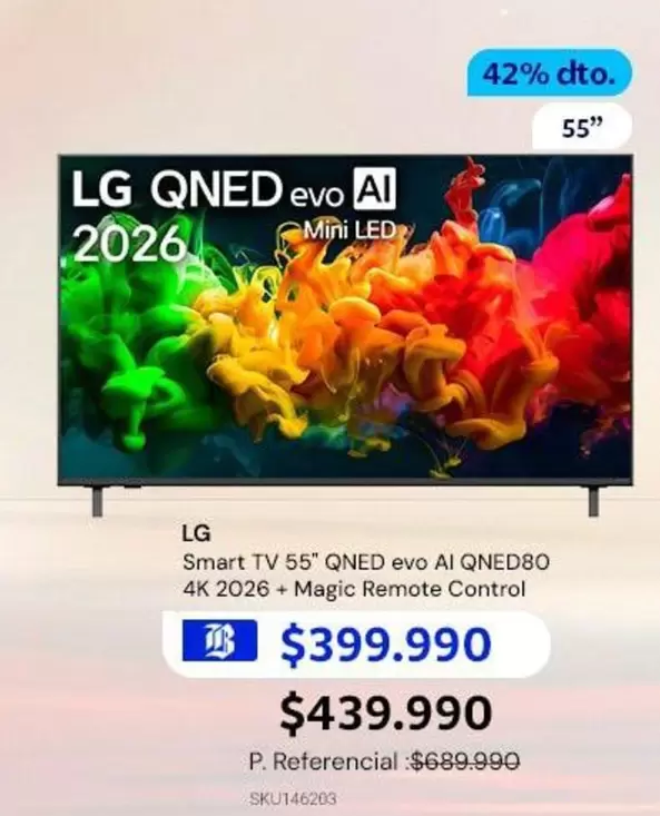 LG - QNED80 TV 55" QNED 80 cm (32") 4K Ultra HD Smart TV Wi-Fi Nero