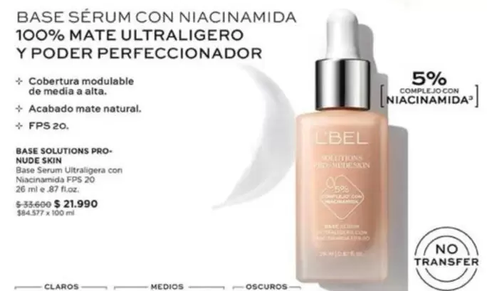 Base Sérum Con Niacinamida 100% Mate Ultraligero Y Poder Perfectionador
