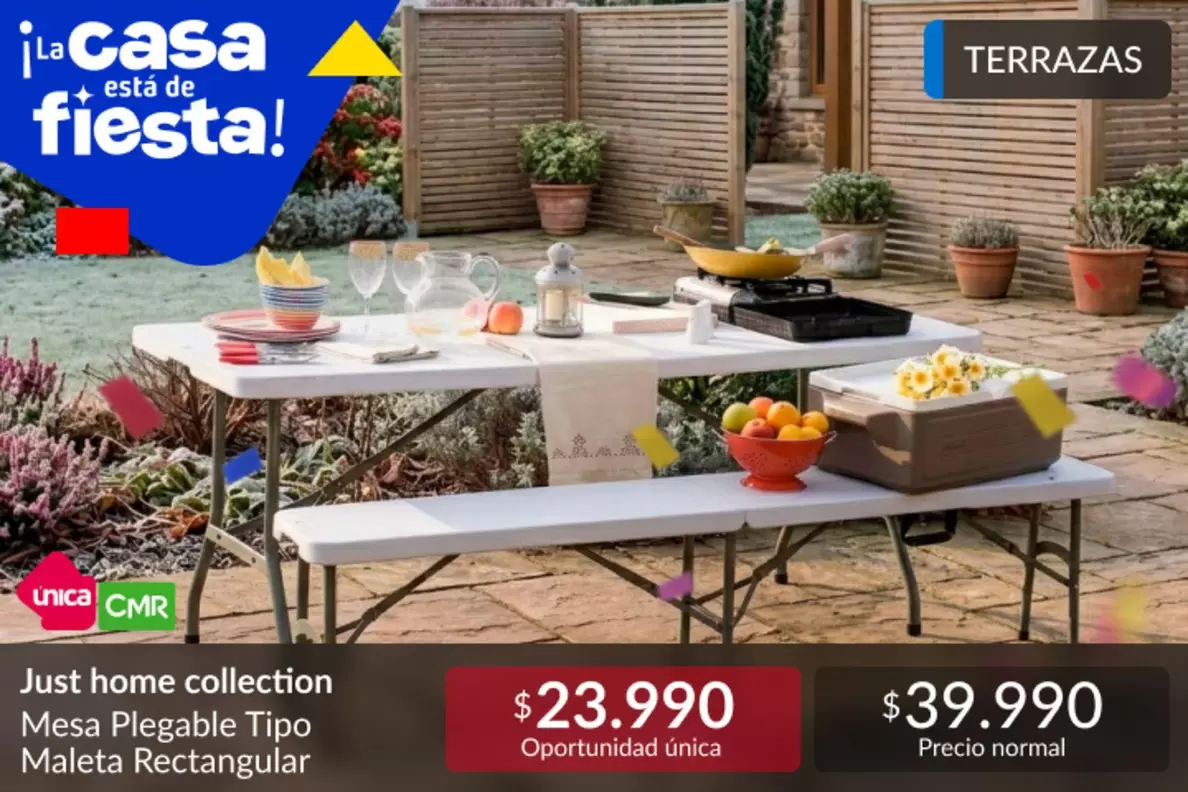 Fiesta - Just Home Collection Mes Plegable Tipo Maleta Rectangular