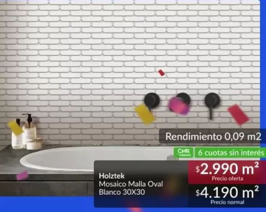 Holztek - Mosaico Malla Oval Blanco