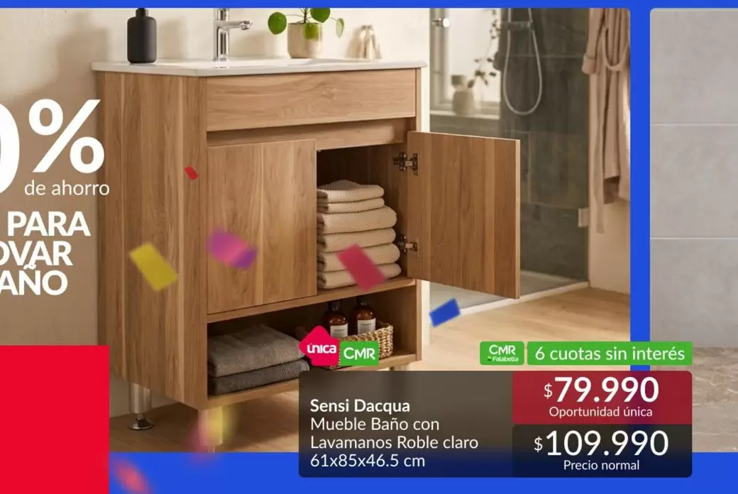 Falabella - Sensi Dacqua Mueble Bano Con Lavamax Roble Claro