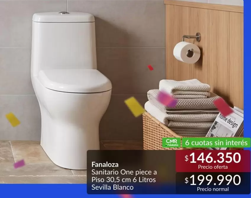 Fanaloza - Sanitarios One Piece A Piso 30, Cm 6 Litros Sevilla Blanco