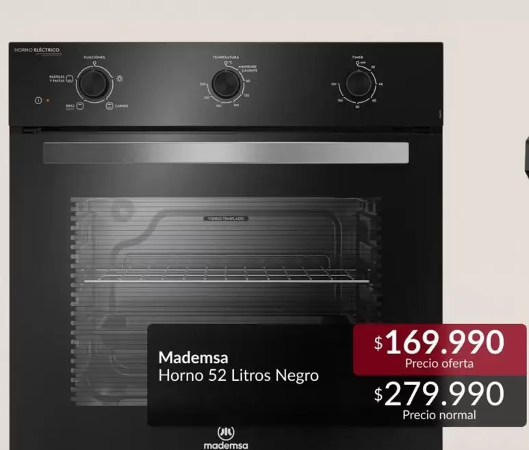 Mademsa - horno 52 litros negro