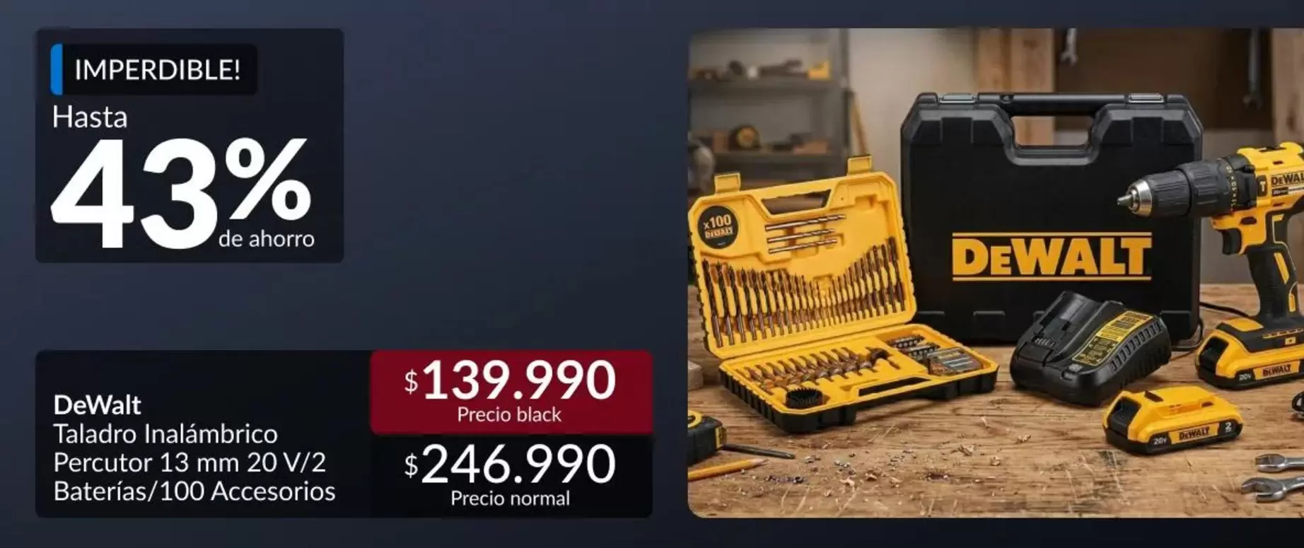 Dewalt - Taladro Inalambrico Percorso 13 Mini 20 V/2 Batterias