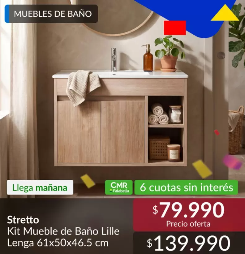 Falabella - Kit Mueble De Bano Lille Lenga 61x50x46.5 Cm