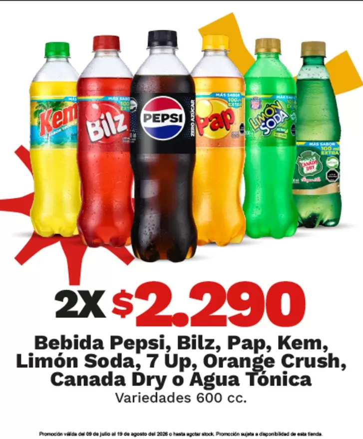 Kem - Bebida Pepsi, Bilz, Pap, , Limon Soda, 7 Up, Orange Crush, Canada Dry O Agua Tónica