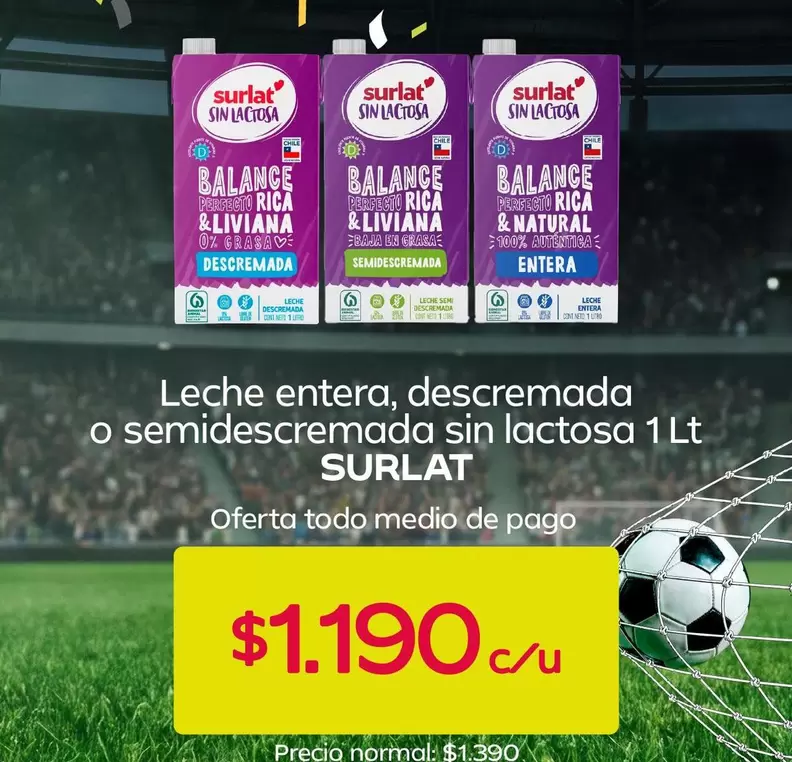 Surlat - Leche Entera, Descremado O Semidescremada Sin Lactosa