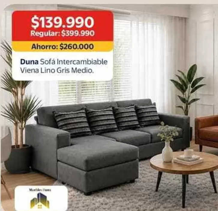 Duna Sofa Intercambiable Viena Lino Gris Medio