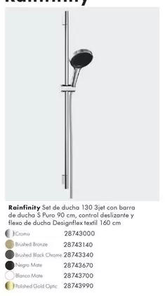 Control - Rainfinity Set De Ducha 130 Siet Con Barra De Ducha Puro 90 Cm