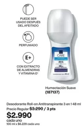 Care+ - Desodorante Roll-on Antitranspirante 3 En 1
