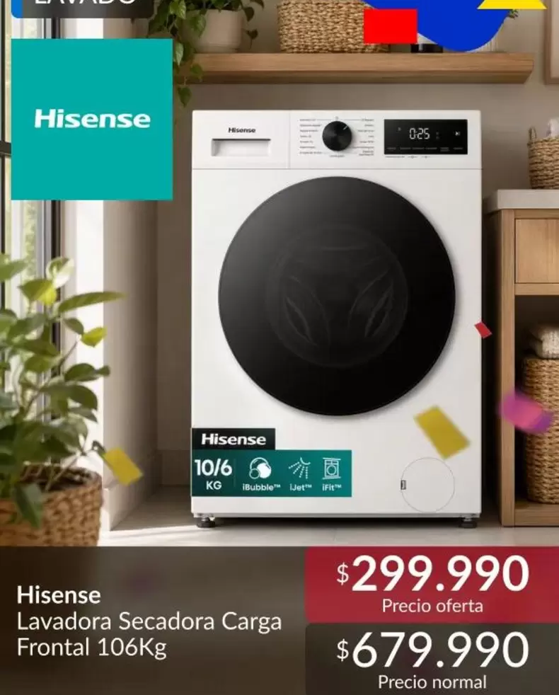 Hisense - Lavadora Secadora Carga Frontal