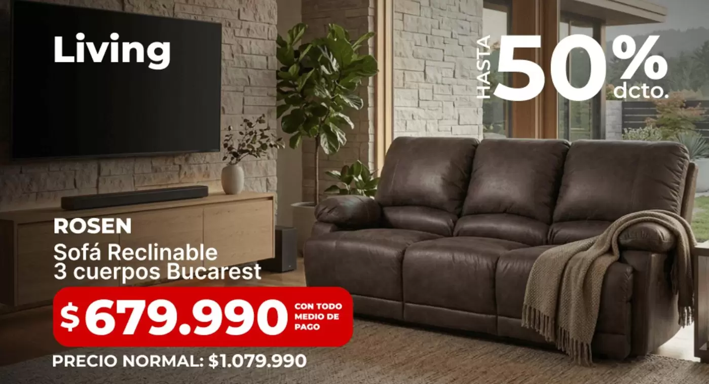 Rosen - Sofa Reclinable 3 Cuerpos Bucarest